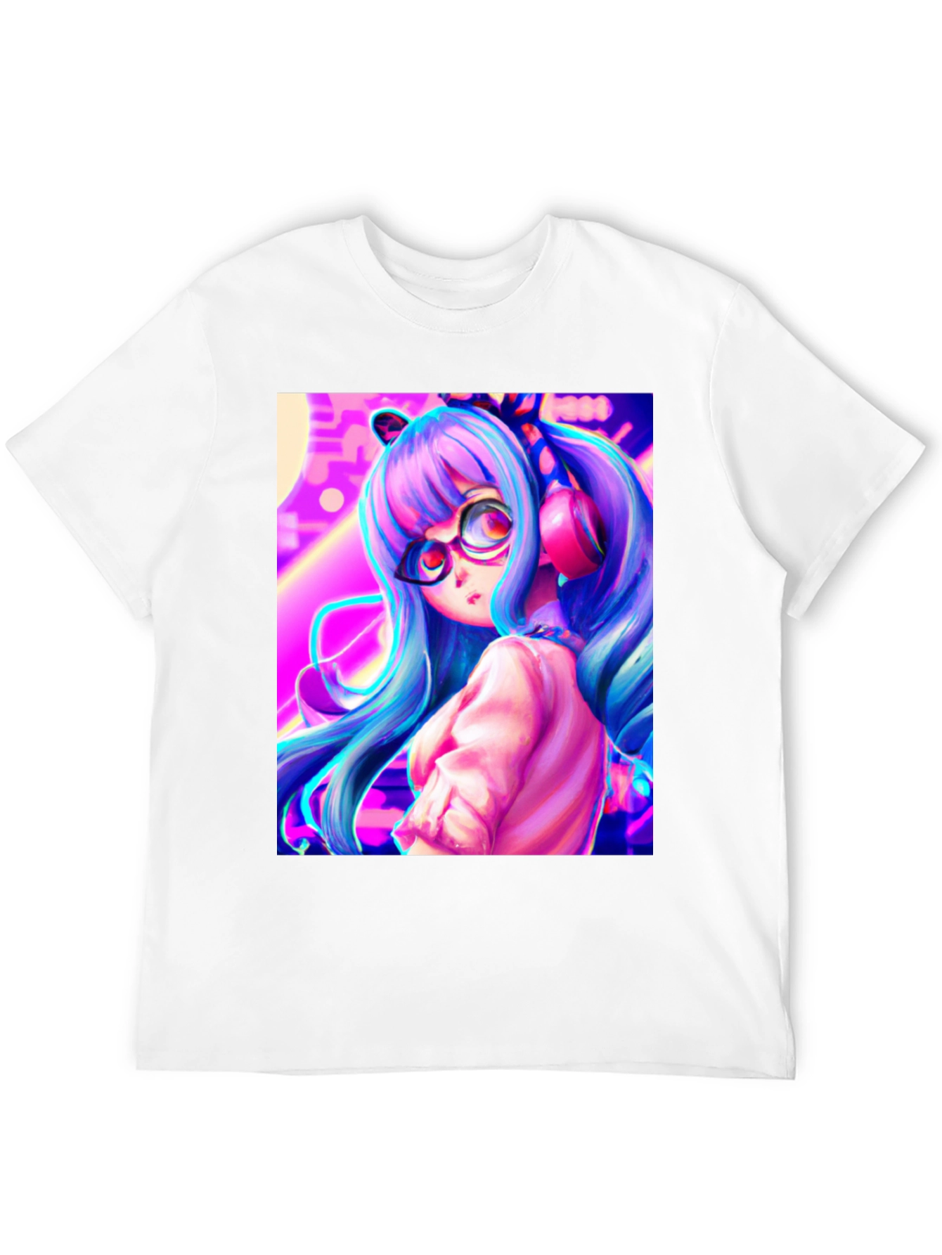 Anime Girl Graphic Tee - Black Cotton Shirt