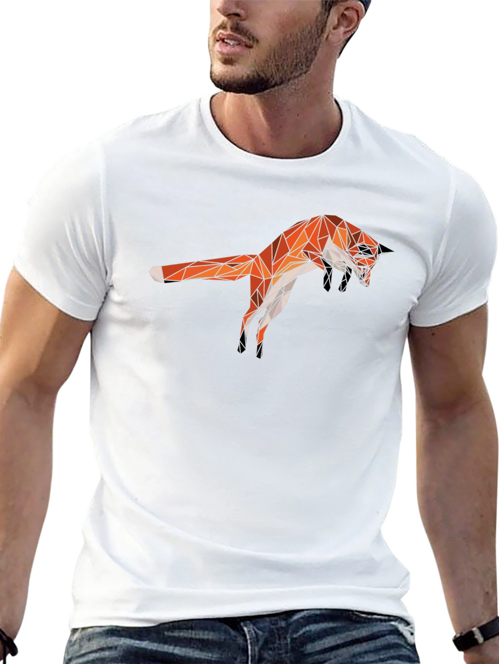 Geometric Fox Graphic Tee - Black