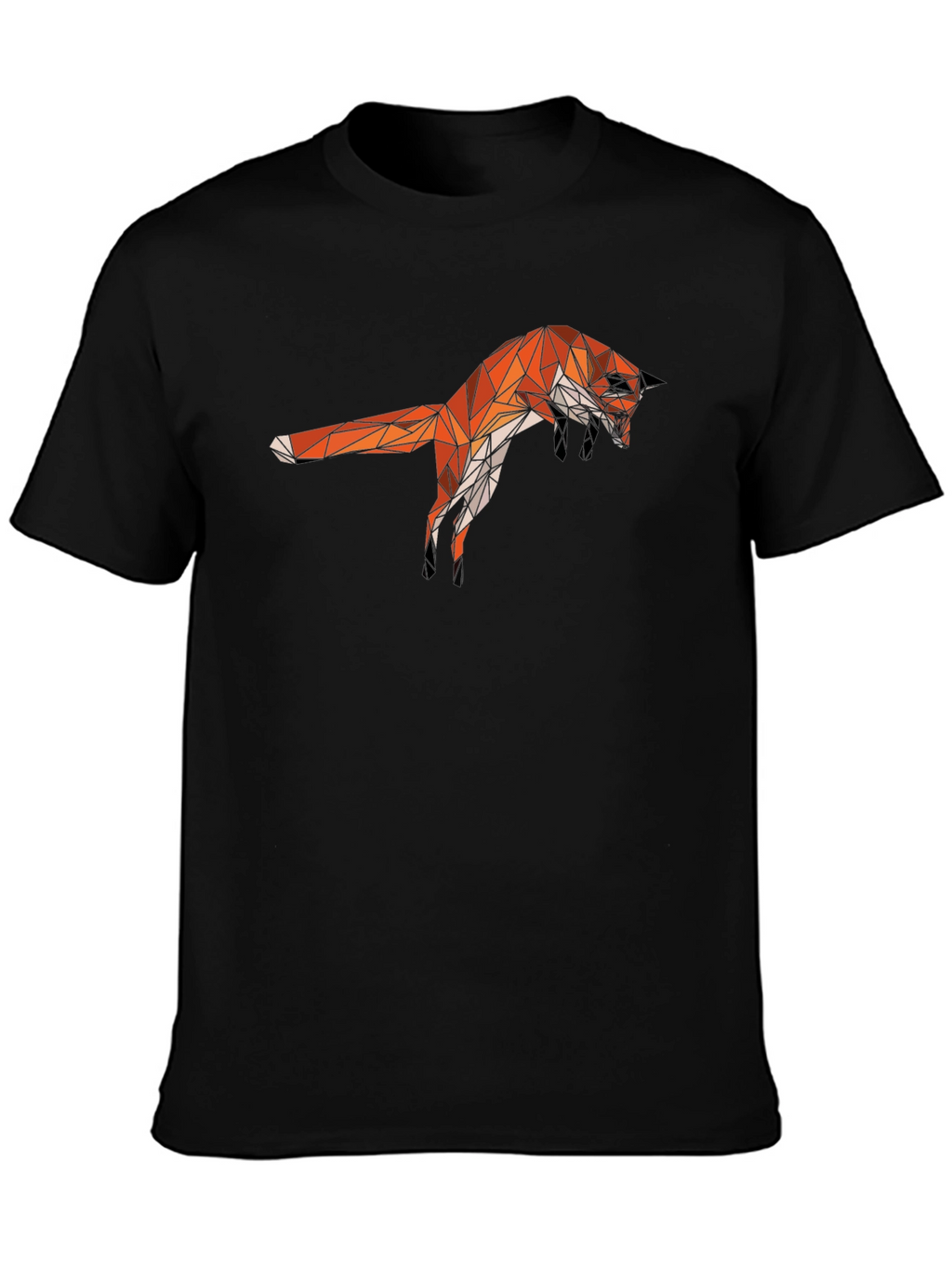 Geometric Fox Graphic Tee - Black