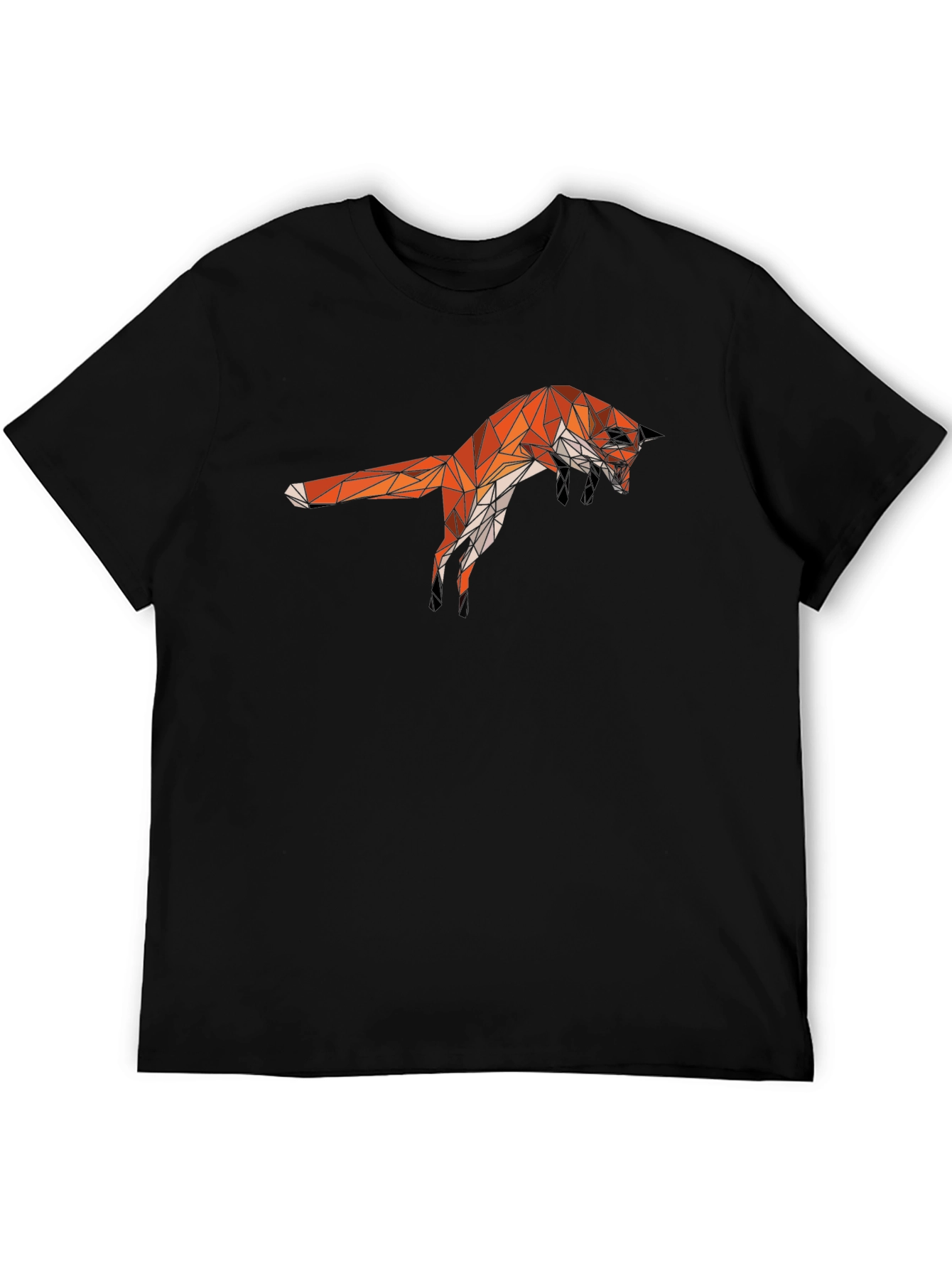 Geometric Fox Graphic Tee - Black