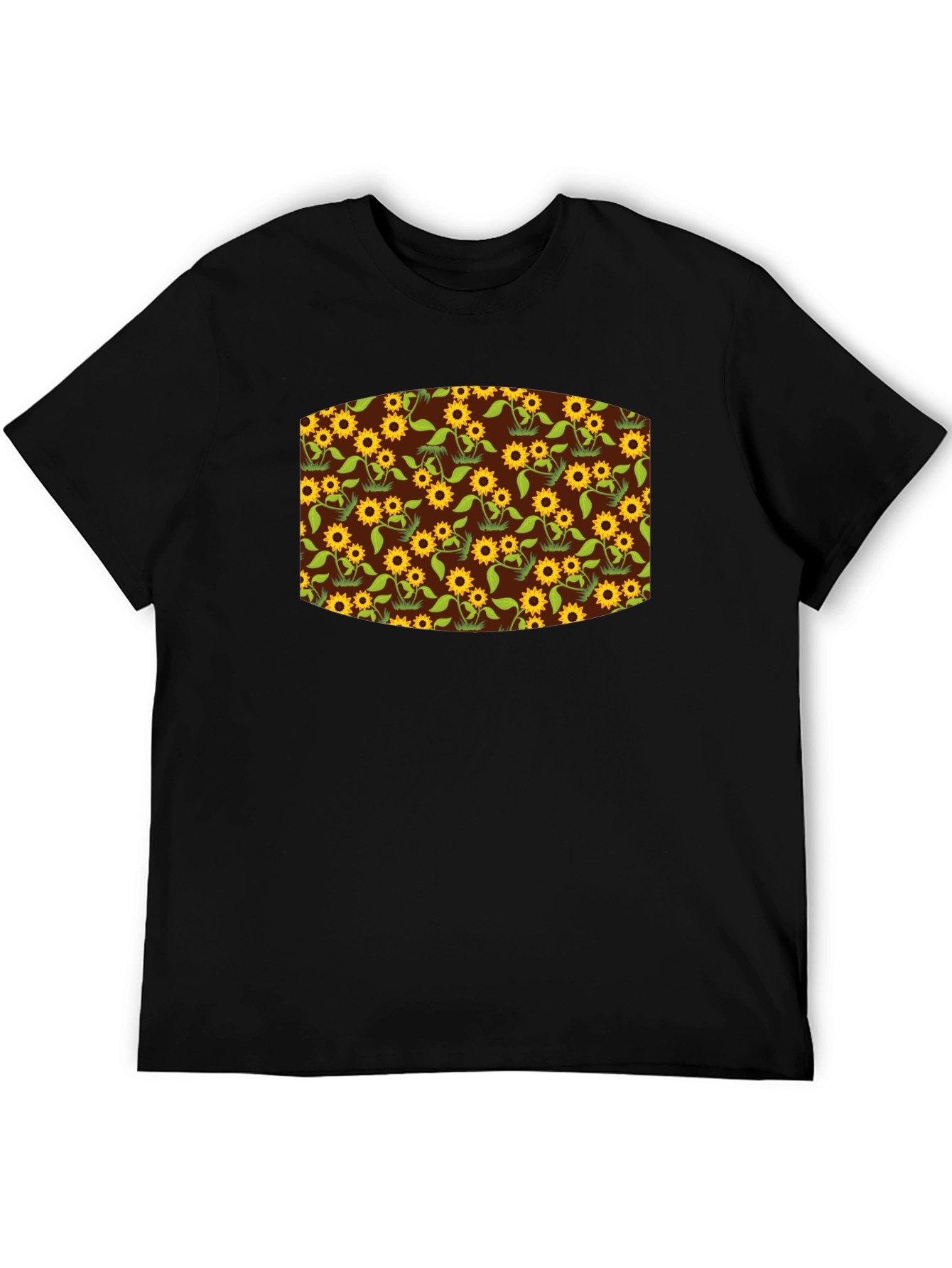 Sunflower Print Black T-Shirt