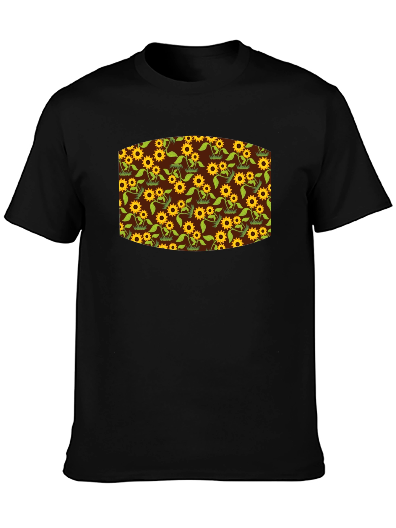Sunflower Print Black T-Shirt