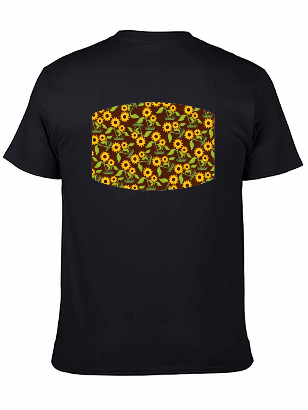 Sunflower Print Black T-Shirt