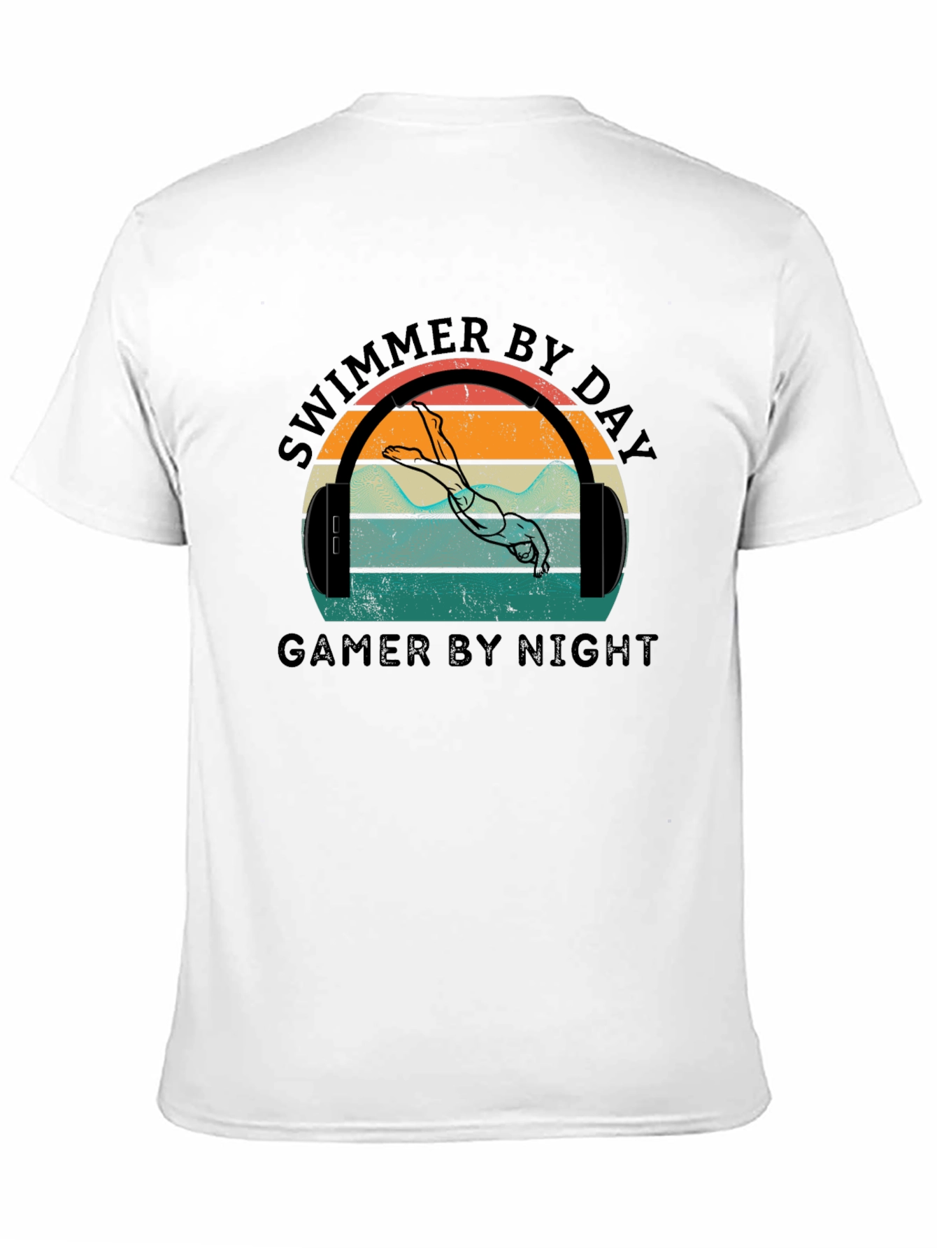 Swimmer By Day Gamer By Night Graphic T-Shirt