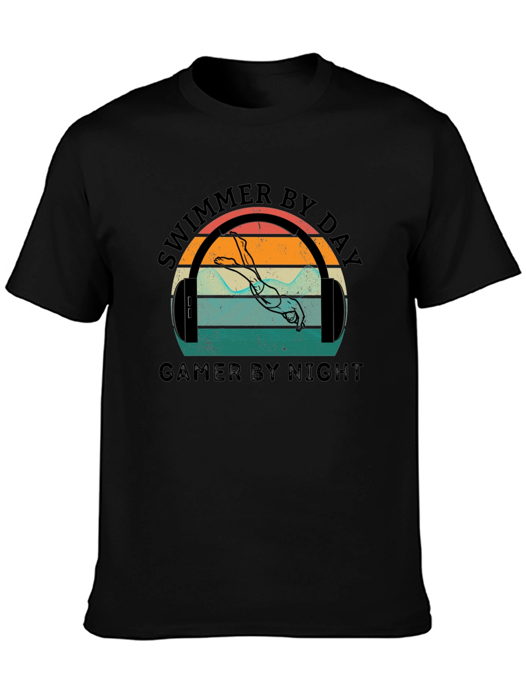 Swimmer By Day Gamer By Night Graphic T-Shirt