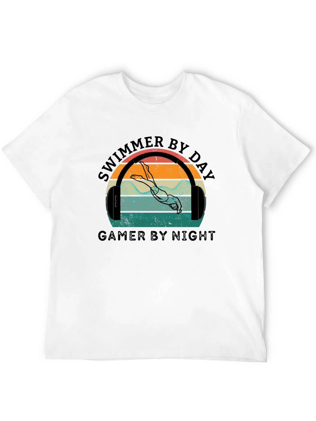 Swimmer By Day Gamer By Night Graphic T-Shirt