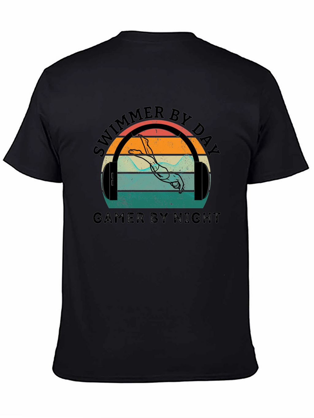 Swimmer By Day Gamer By Night Graphic T-Shirt