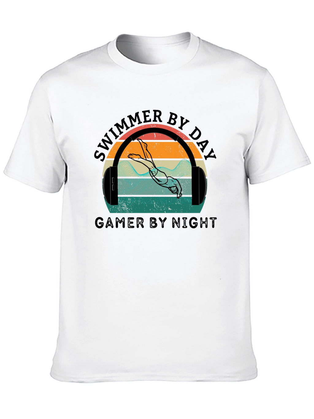Swimmer By Day Gamer By Night Graphic T-Shirt
