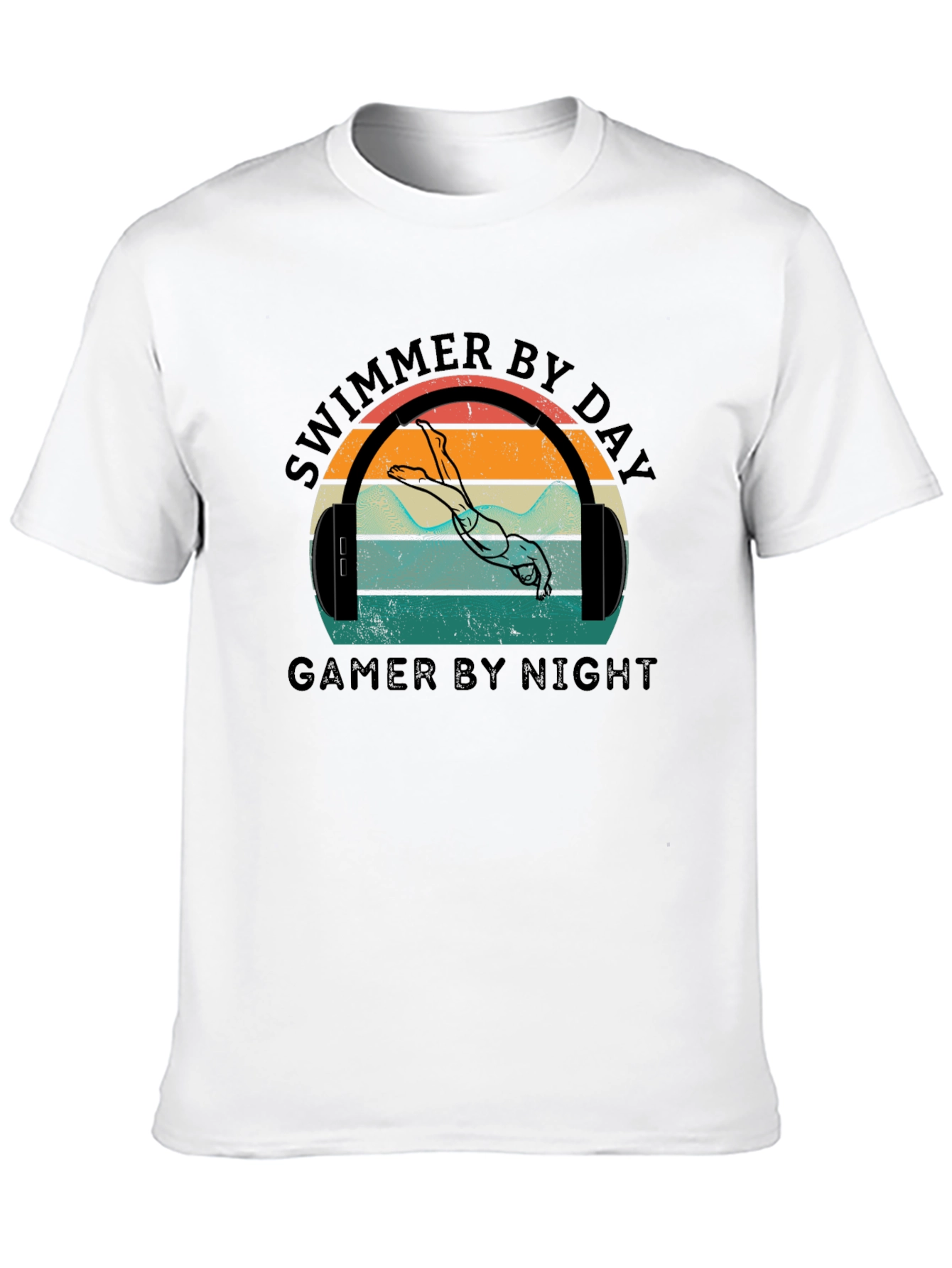 Swimmer By Day Gamer By Night Graphic T-Shirt