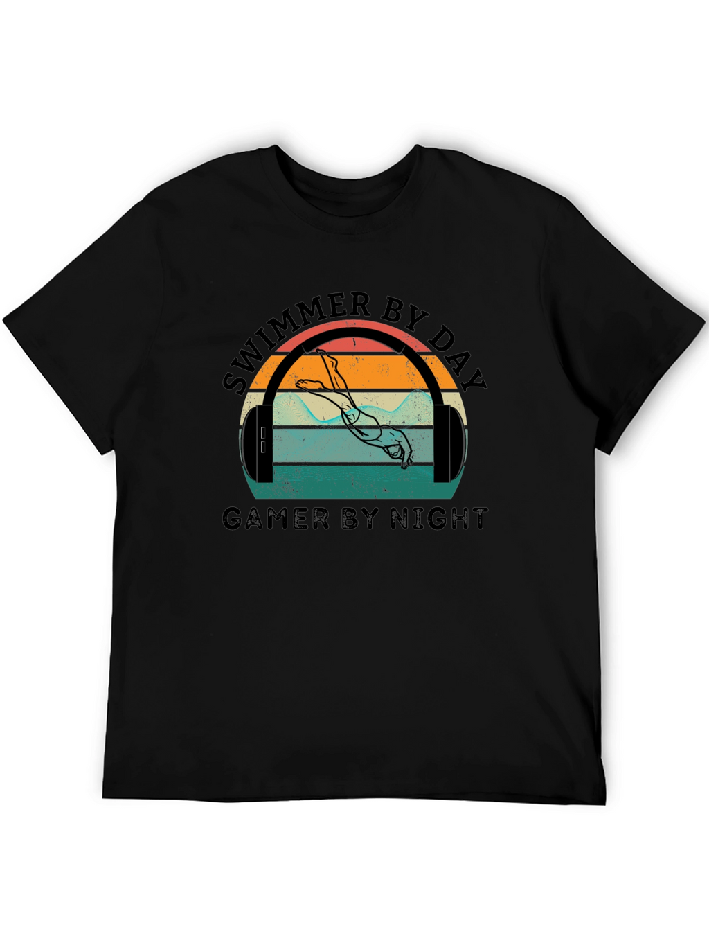 Swimmer By Day Gamer By Night Graphic T-Shirt