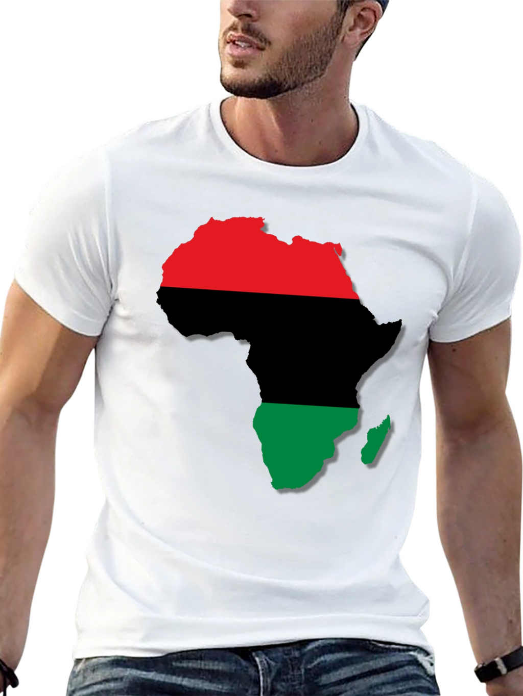 Africa Map T-Shirt - Red Black and Green Design