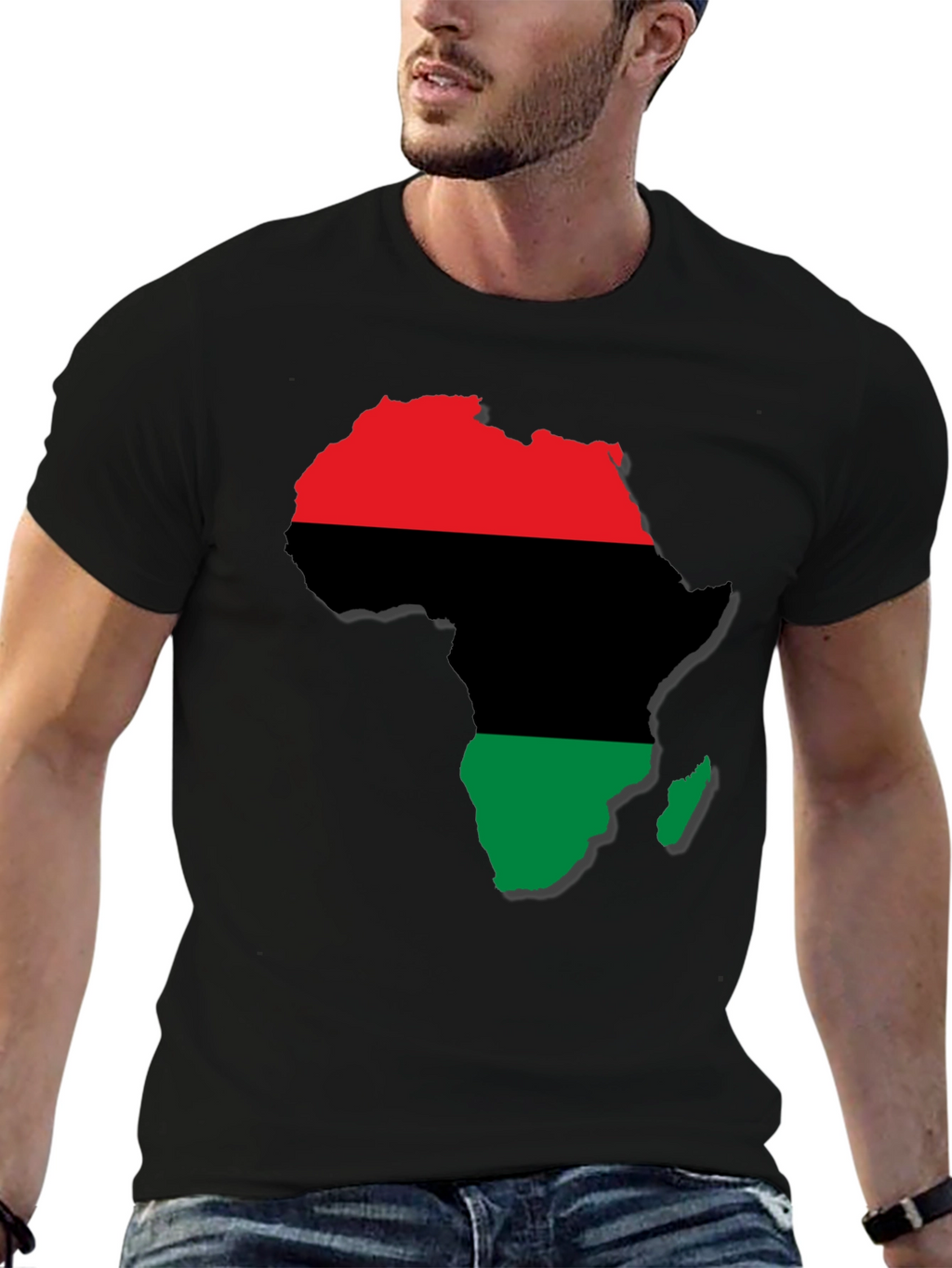 Africa Map T-Shirt - Red Black and Green Design