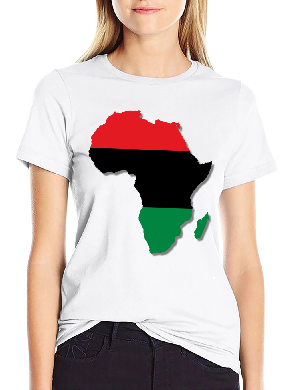 Africa Map T-Shirt - Red Black and Green Design