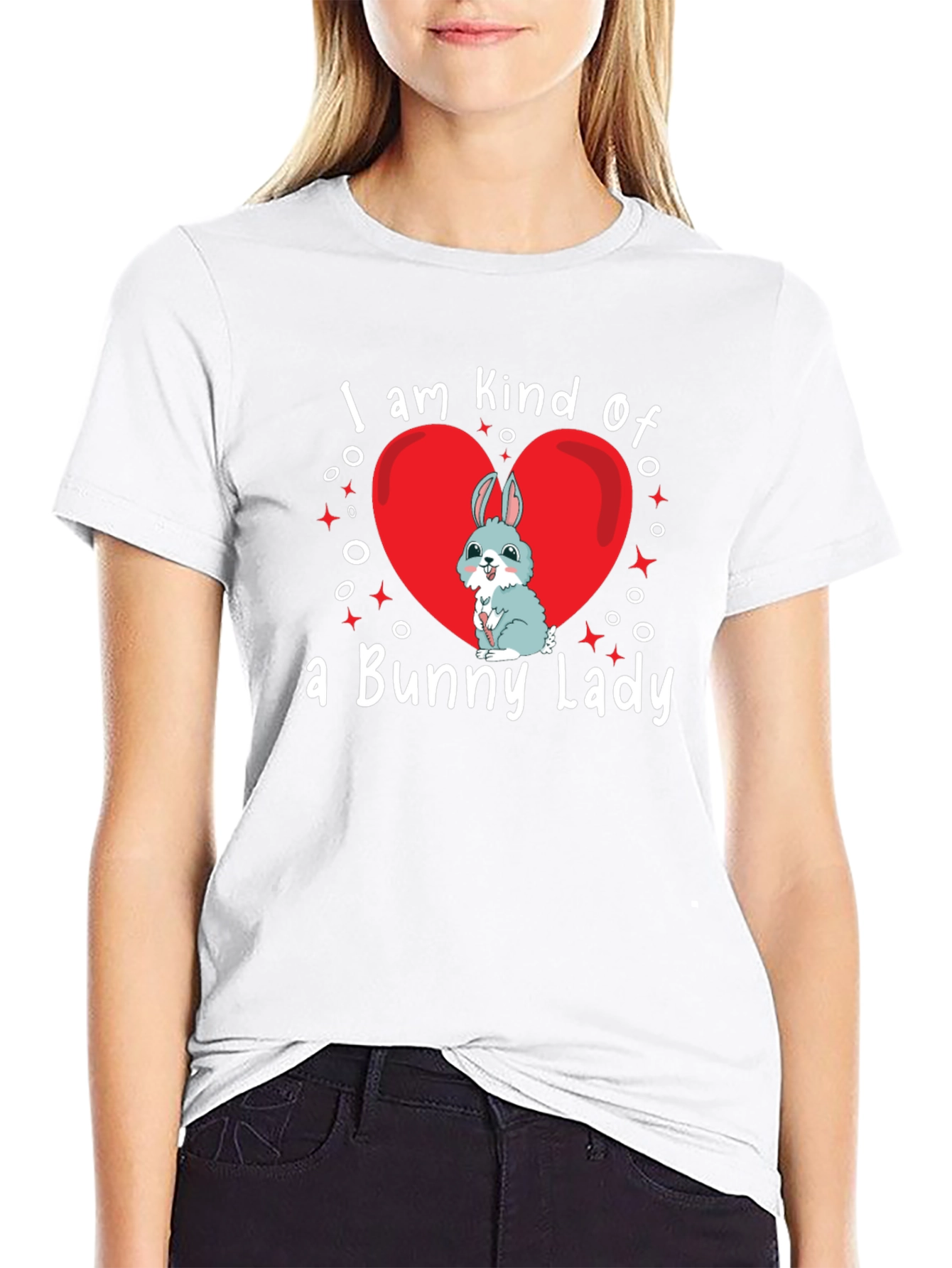 Bunny Lady T-Shirt - Cute Rabbit Heart Design