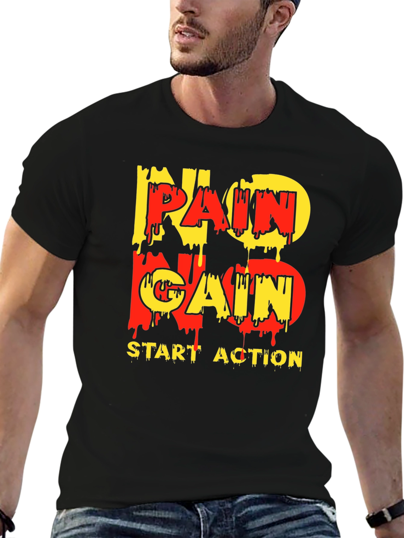 No Pain No Gain Graphic Tee - Motivational Black T-Shirt