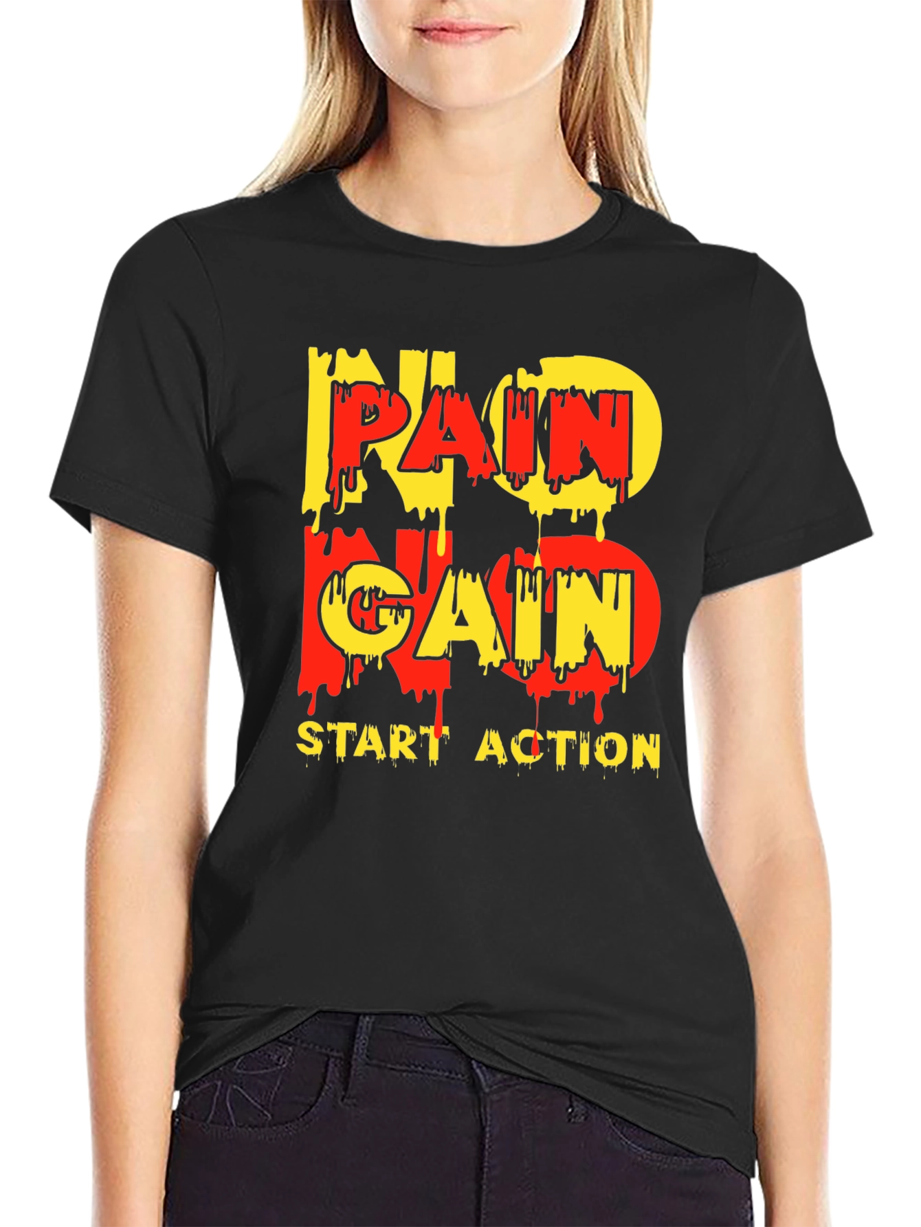No Pain No Gain Graphic Tee - Motivational Black T-Shirt