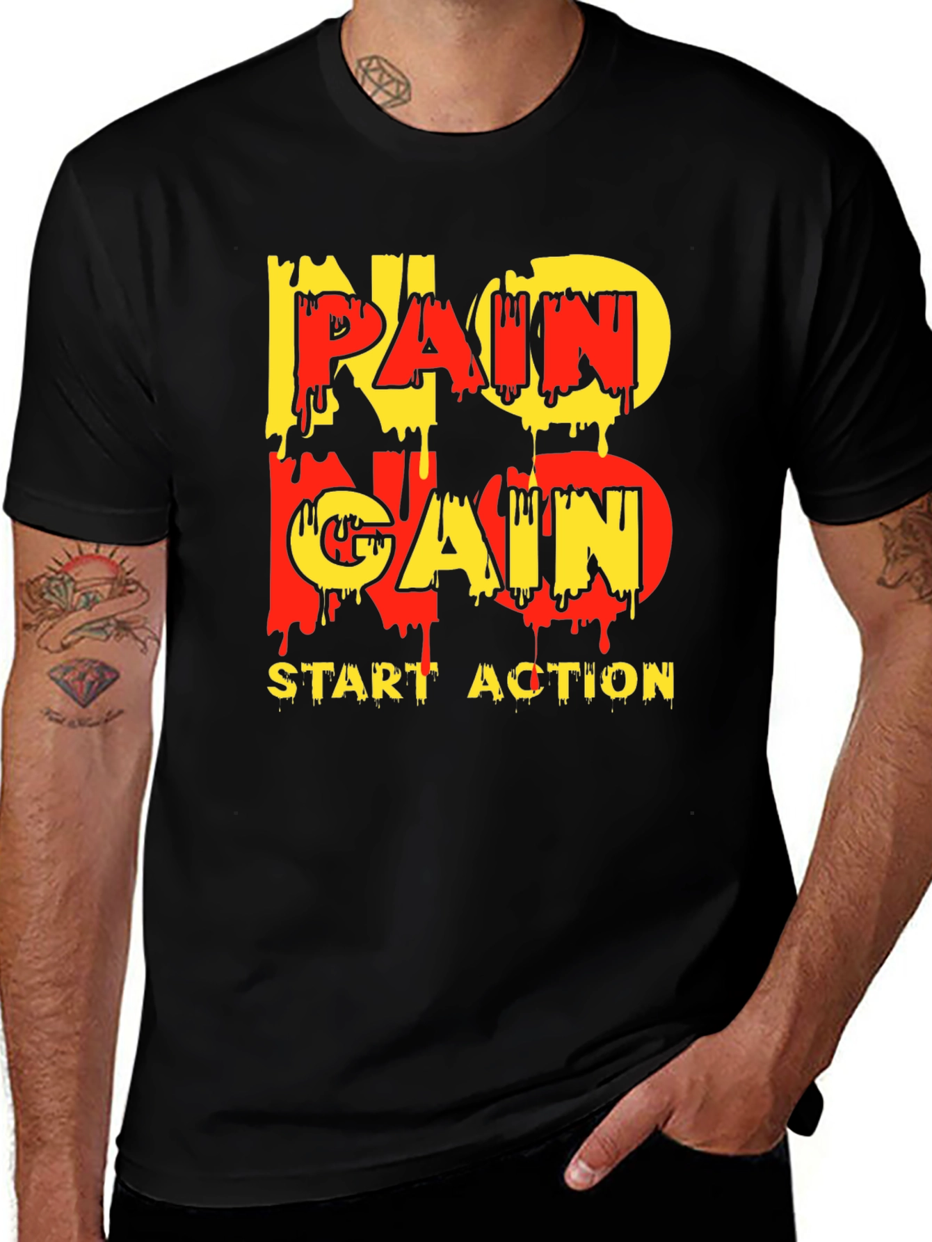 No Pain No Gain Graphic Tee - Motivational Black T-Shirt