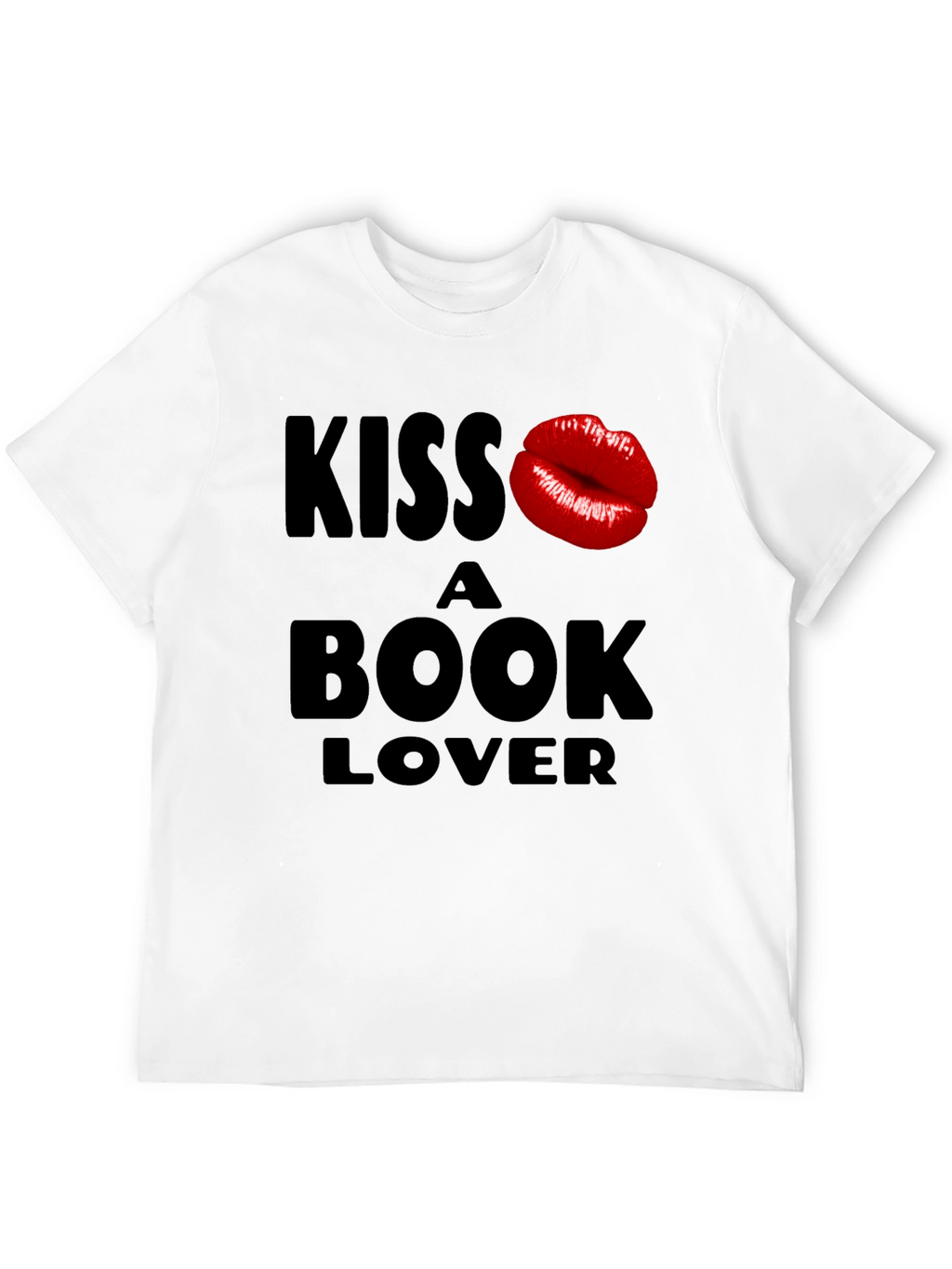Kiss a Book Lover Black T-Shirt Novelty Design