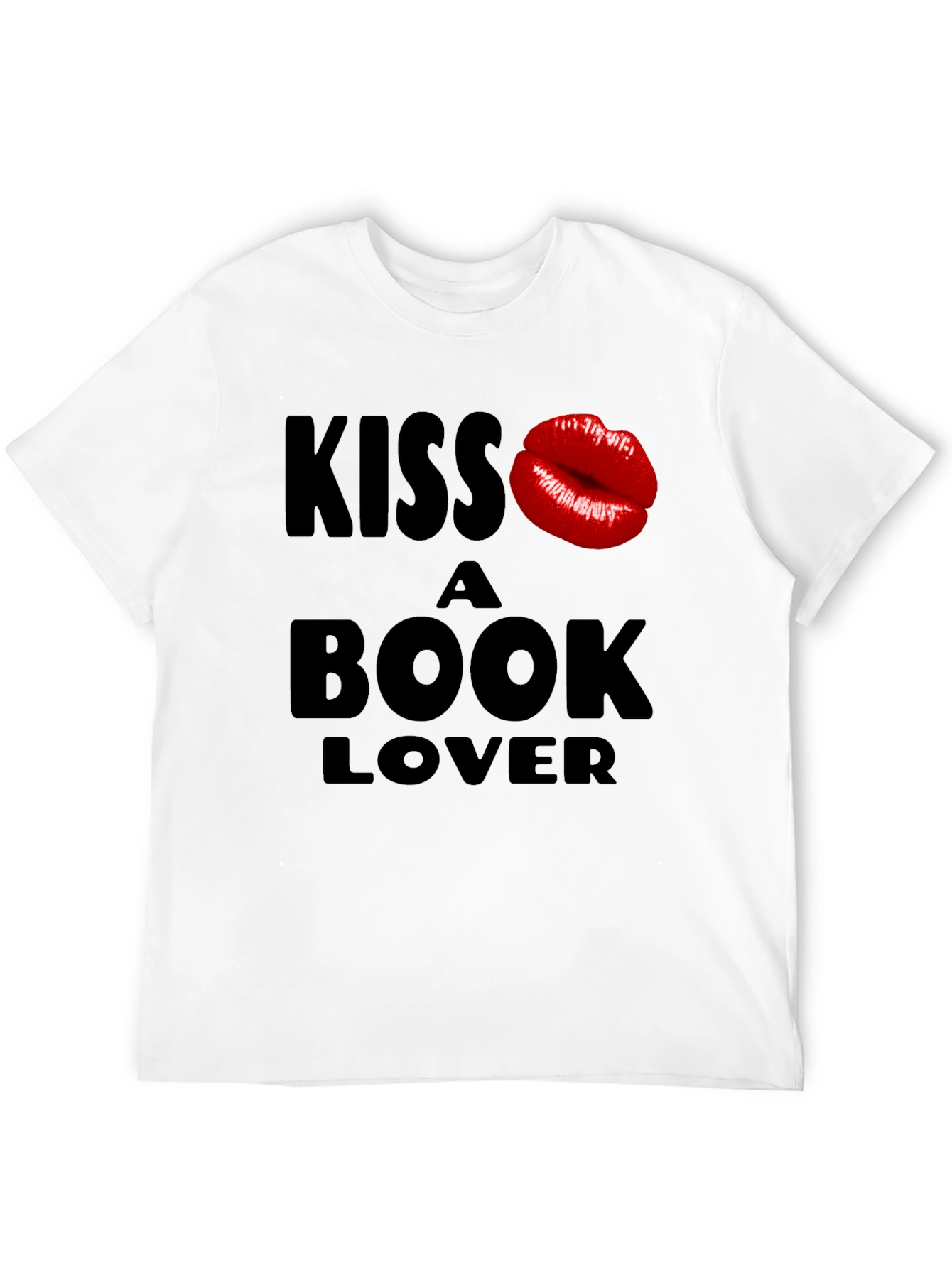 Kiss a Book Lover Black T-Shirt Novelty Design