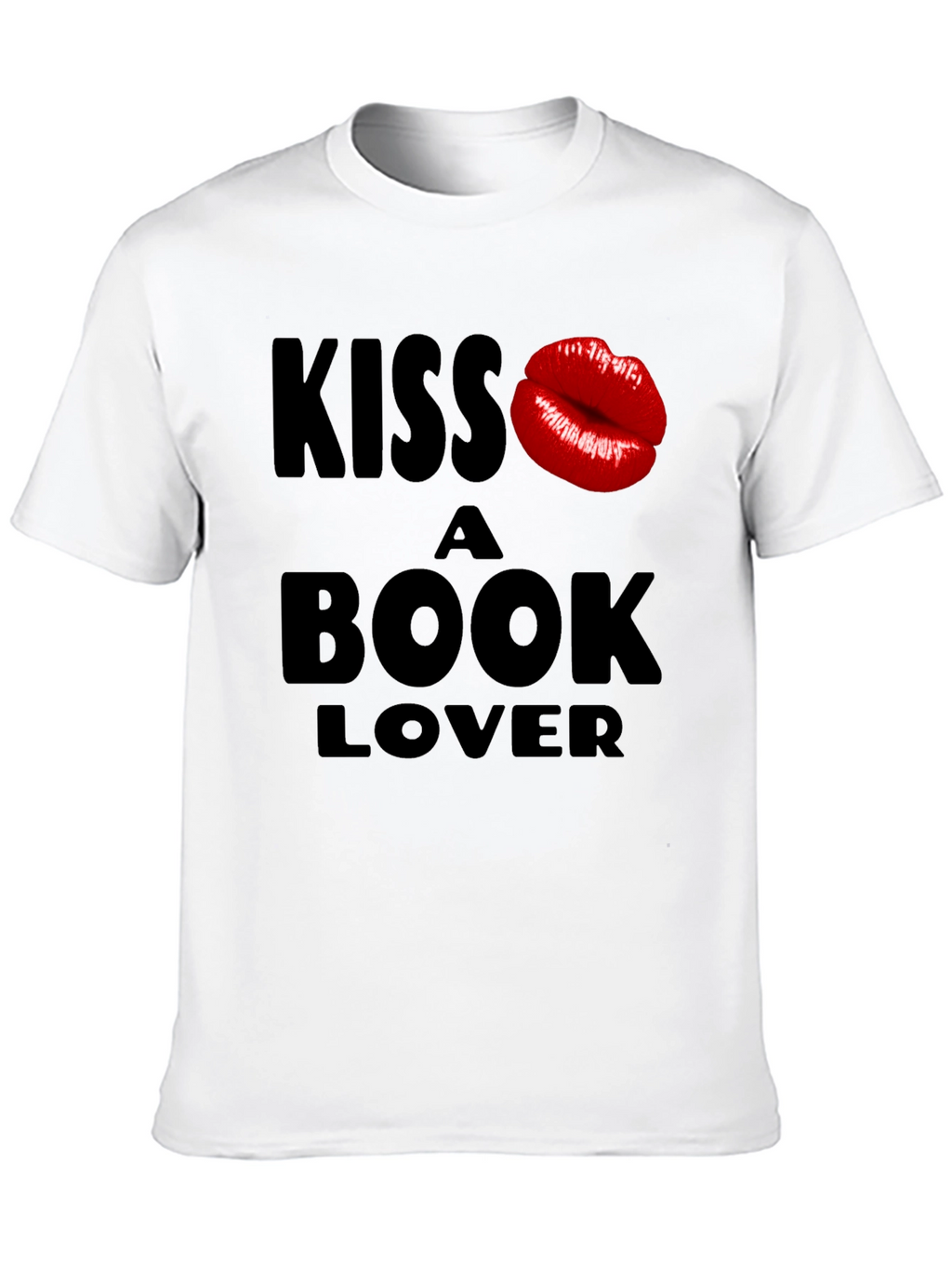 Kiss a Book Lover Black T-Shirt Novelty Design