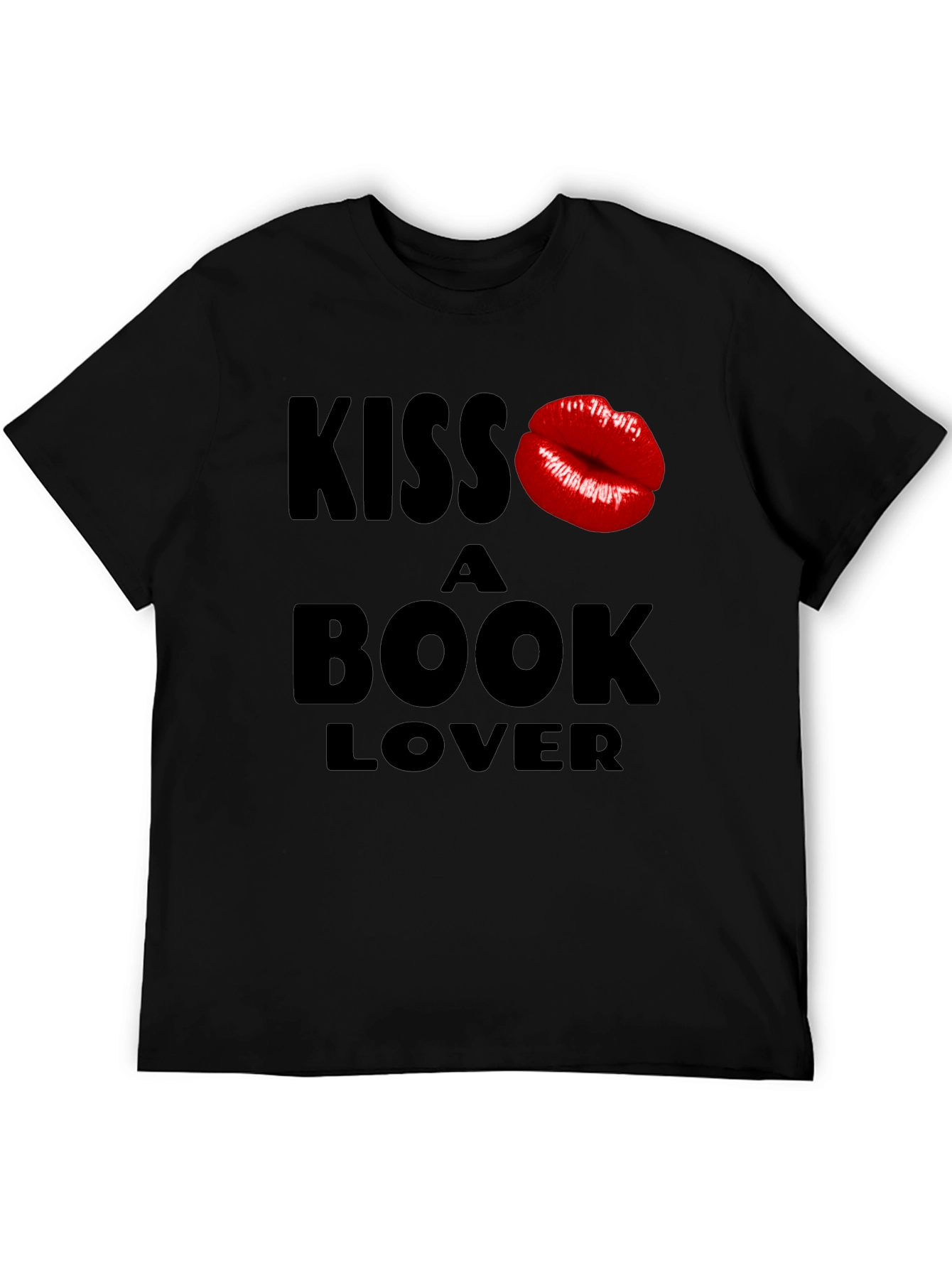 Kiss a Book Lover Black T-Shirt Novelty Design