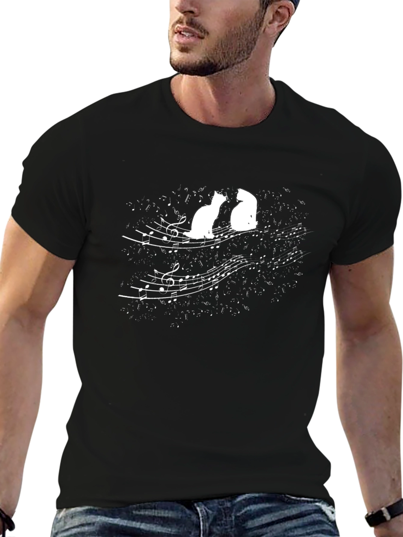 Musical Cats Black Graphic Tee