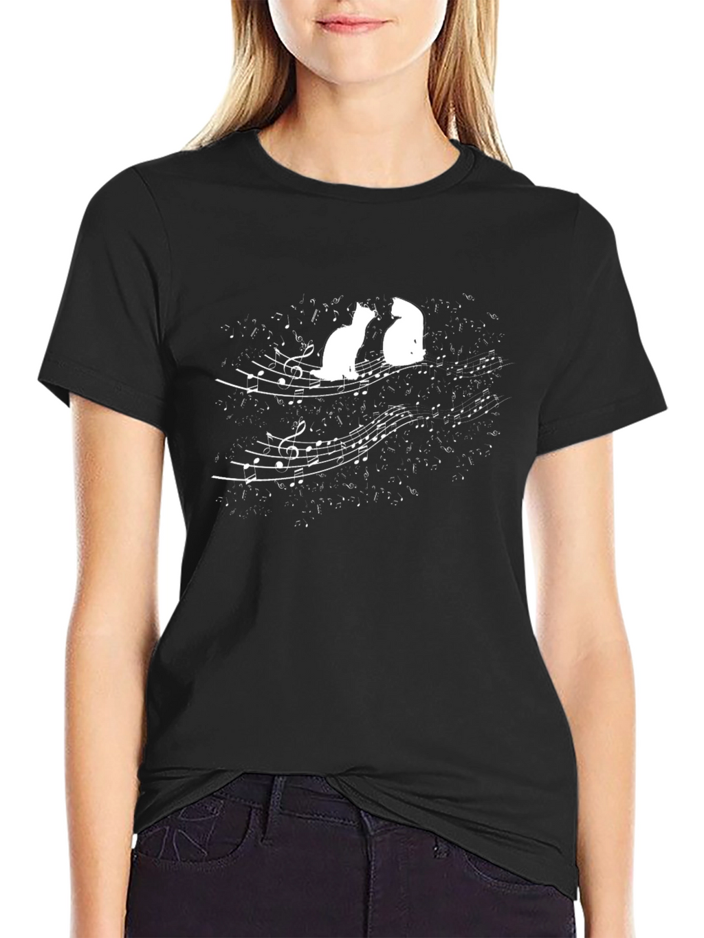 Musical Cats Black Graphic Tee
