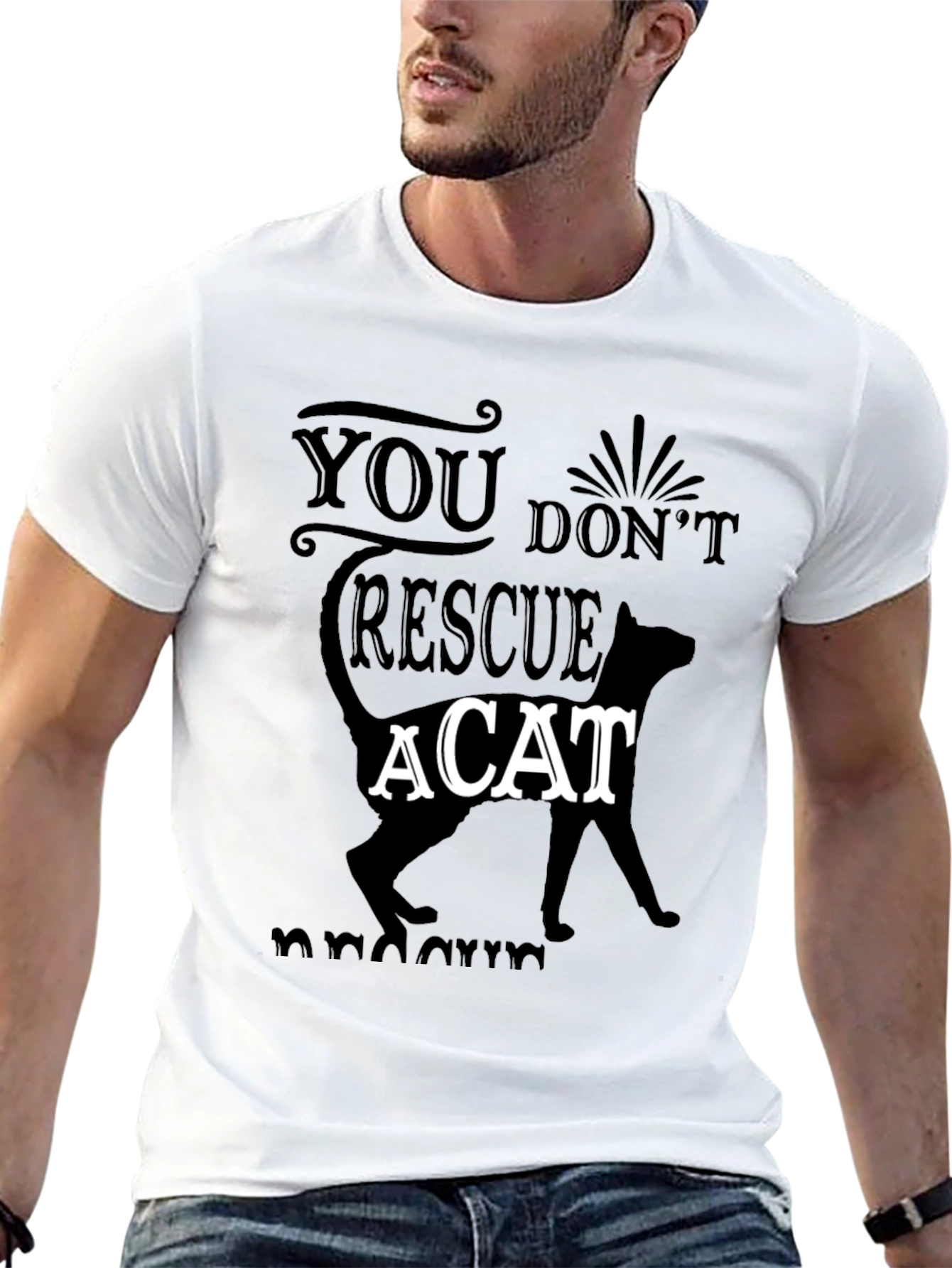 Cat Rescue Graphic Tee - Mens Black T-Shirt