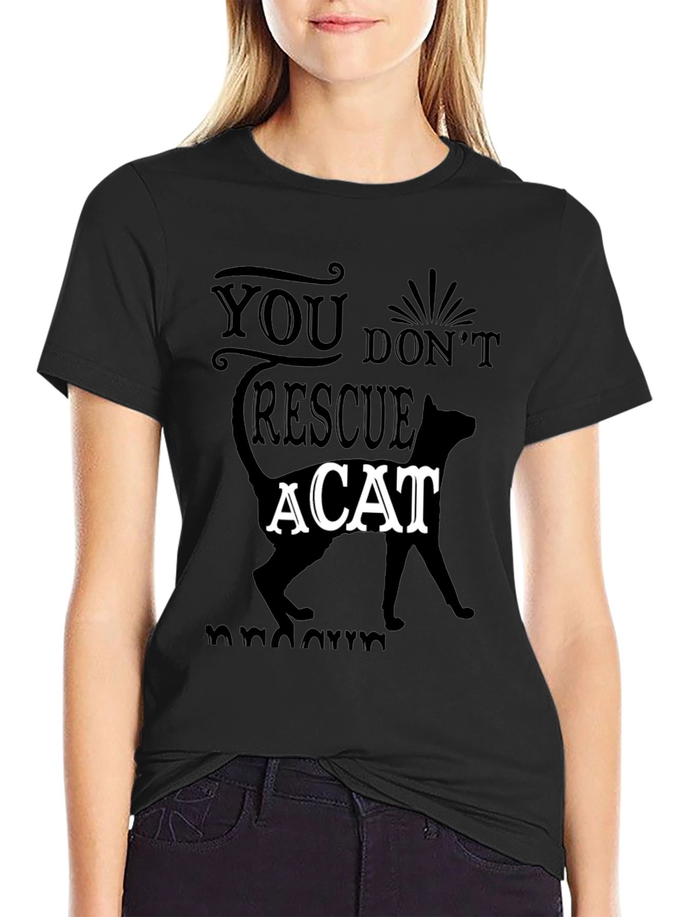 Cat Rescue Graphic Tee - Mens Black T-Shirt