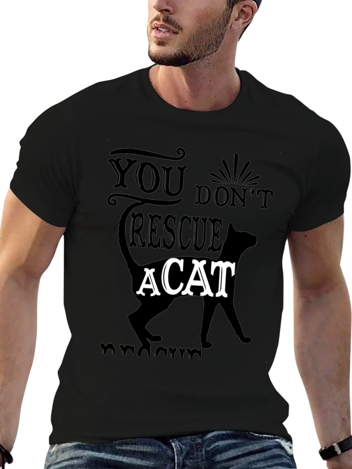 Cat Rescue Graphic Tee - Mens Black T-Shirt