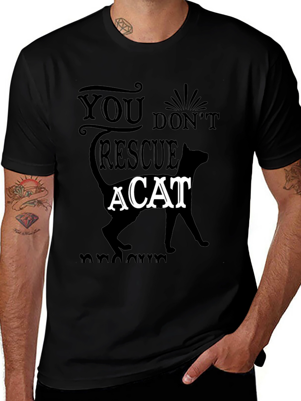 Cat Rescue Graphic Tee - Mens Black T-Shirt