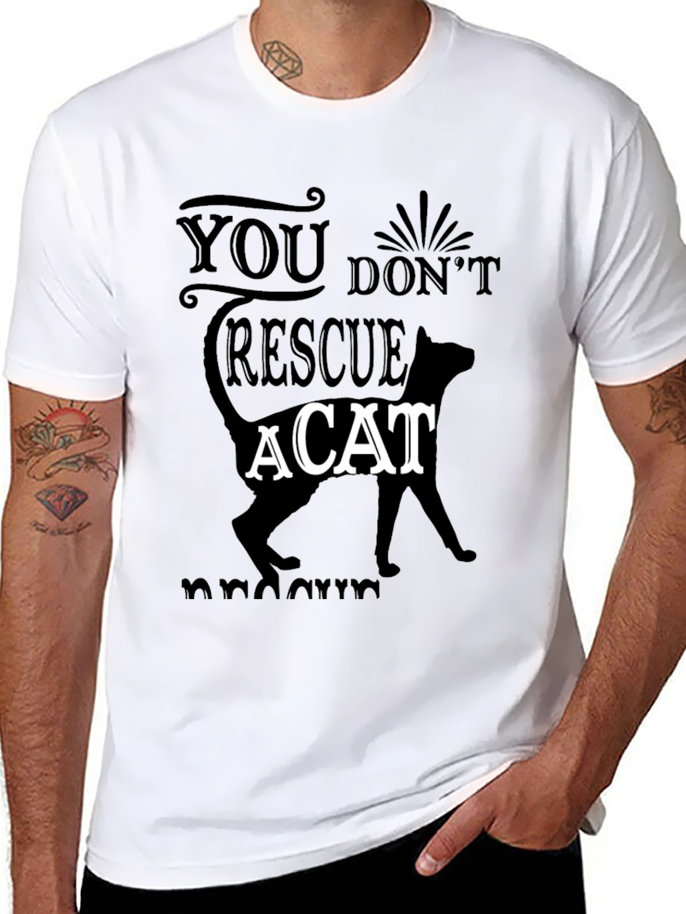 Cat Rescue Graphic Tee - Mens Black T-Shirt