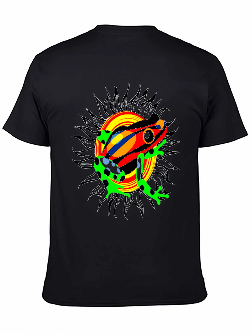 Psychedelic Frog Graphic Tee - Black Cotton Blend T-Shirt