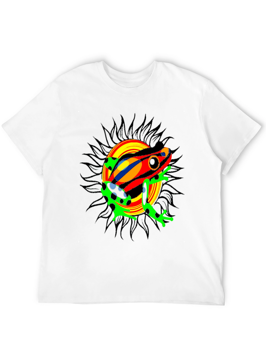 Psychedelic Frog Graphic Tee - Black Cotton Blend T-Shirt