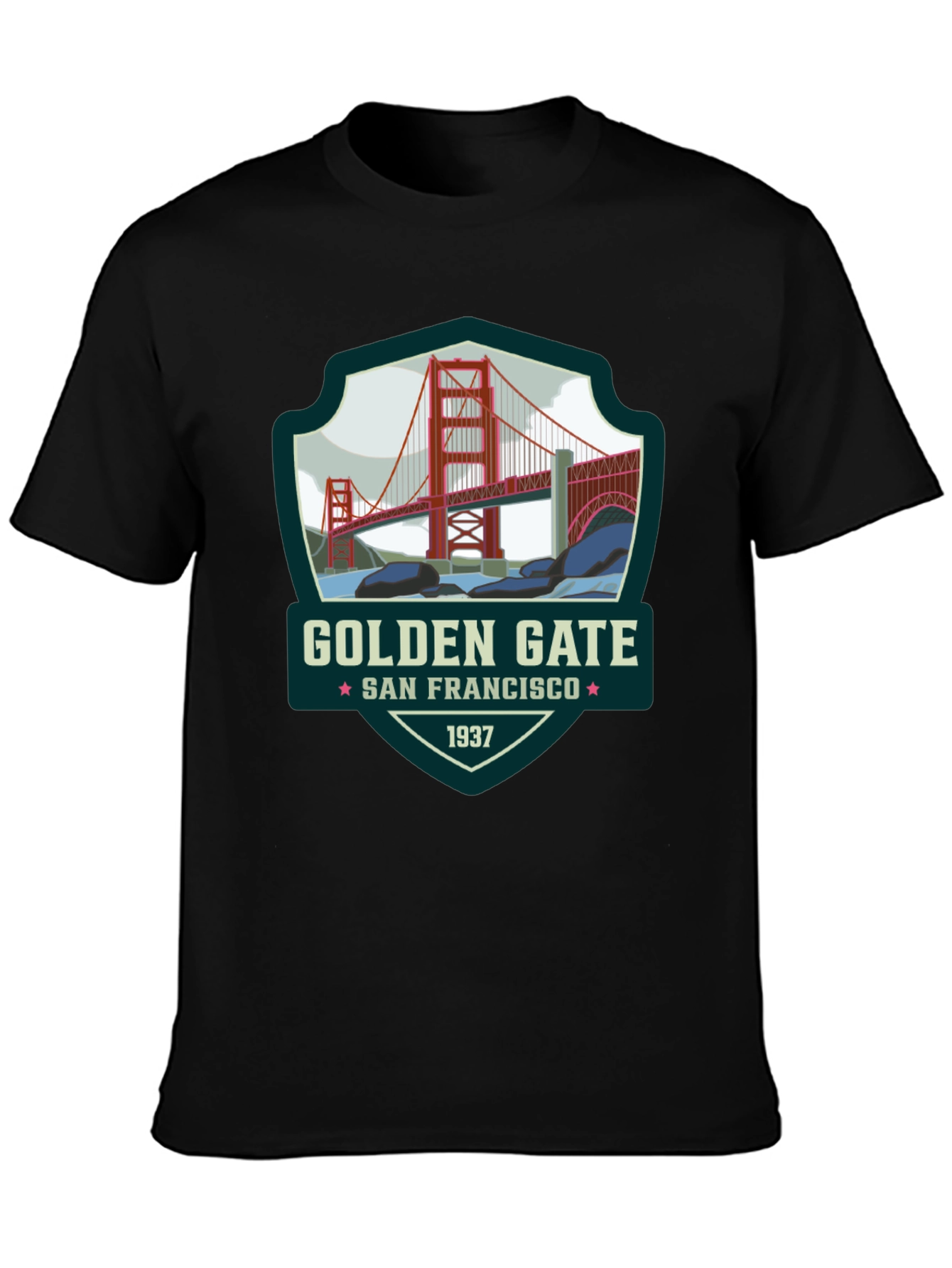 Golden Gate San Francisco Black T-Shirt