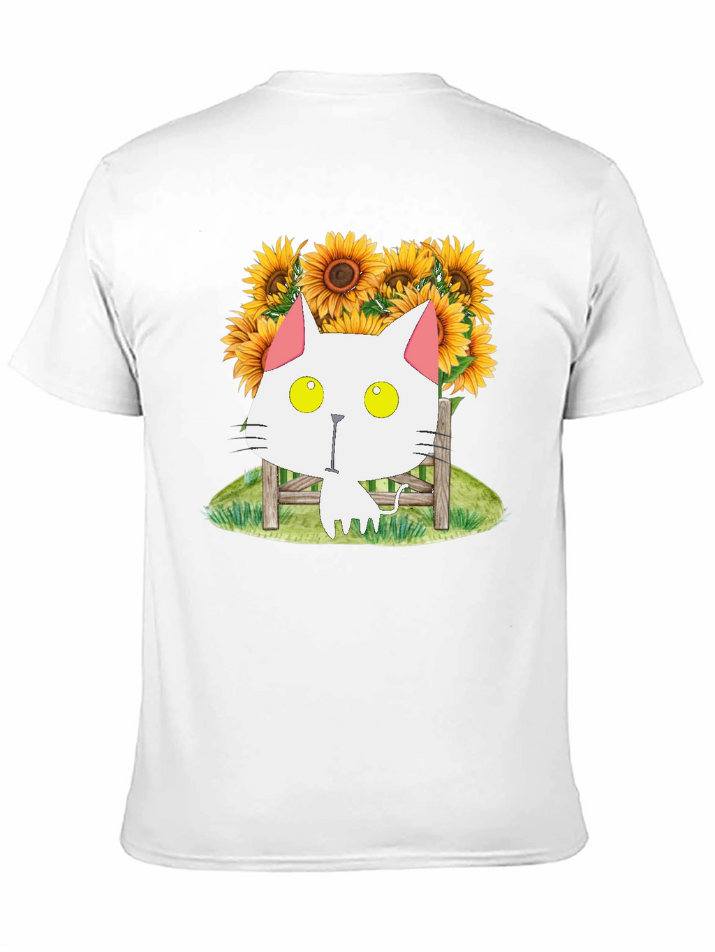 Cat and Sunflower Graphic T-Shirt