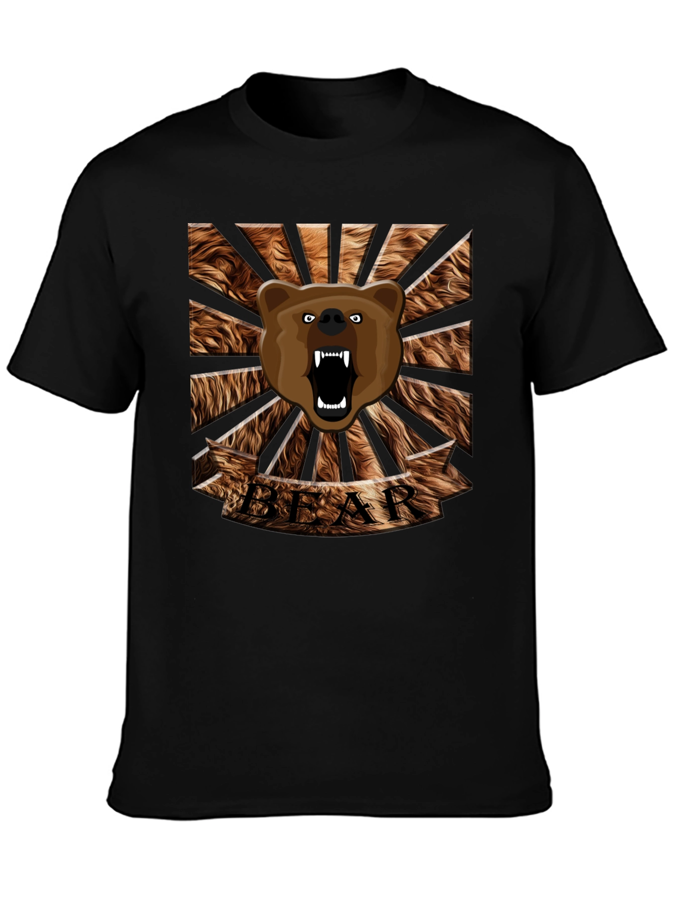 Roaring Bear Graphic T-Shirt - Mens Black Crew Neck Tee