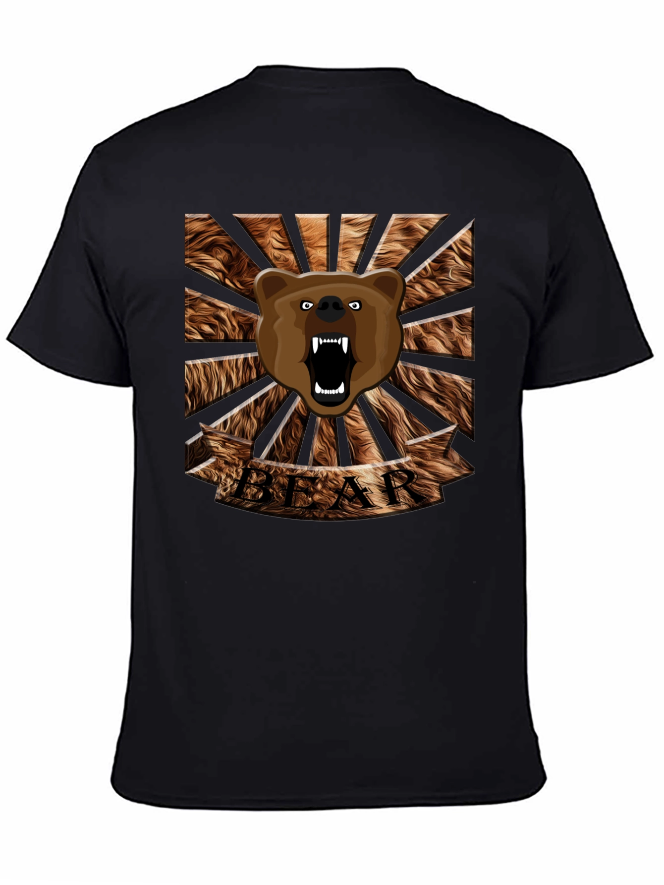 Roaring Bear Graphic T-Shirt - Mens Black Crew Neck Tee