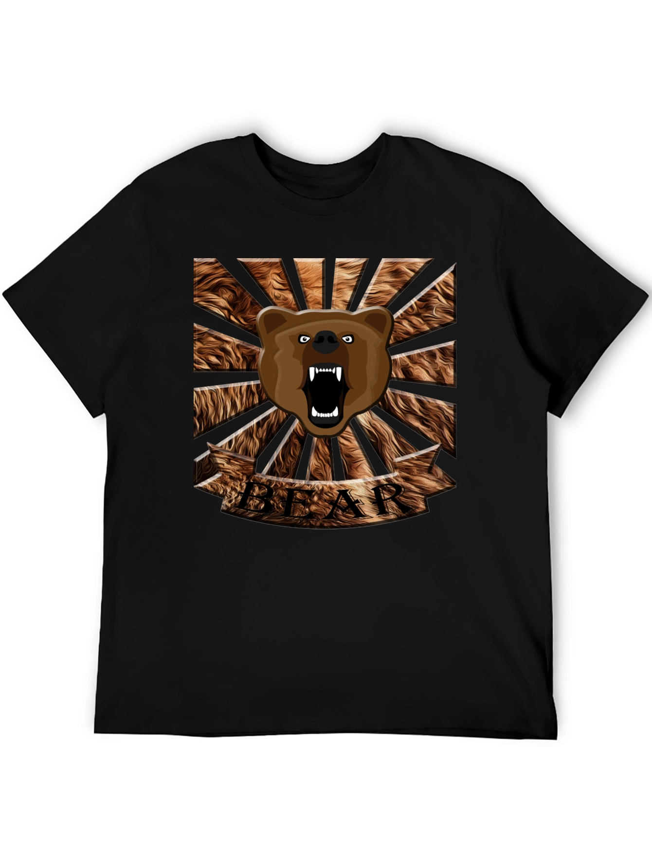 Roaring Bear Graphic T-Shirt - Mens Black Crew Neck Tee