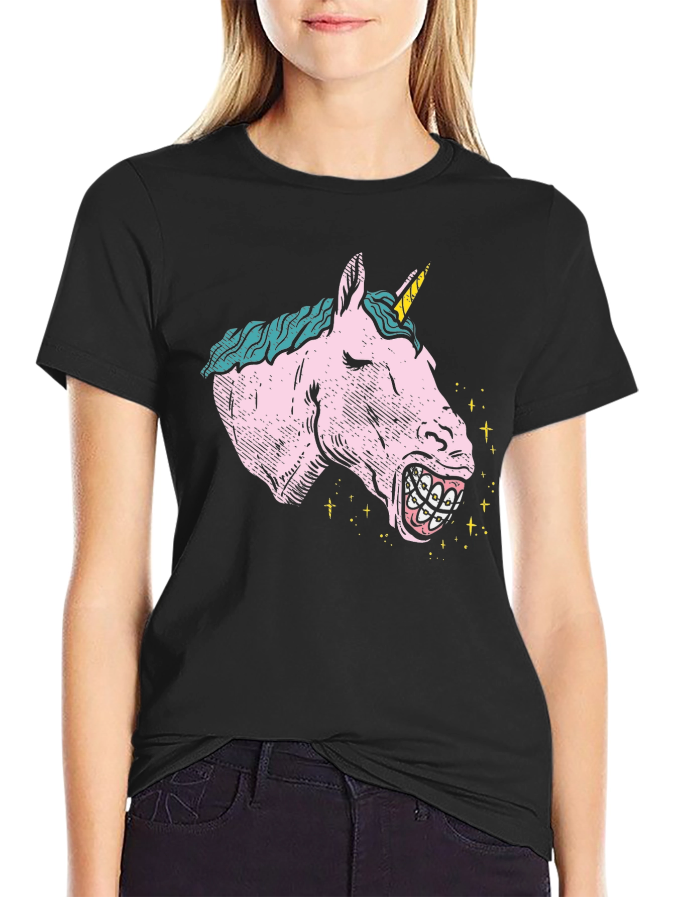 Unicorn Braces Graphic T-Shirt - Novelty Tee