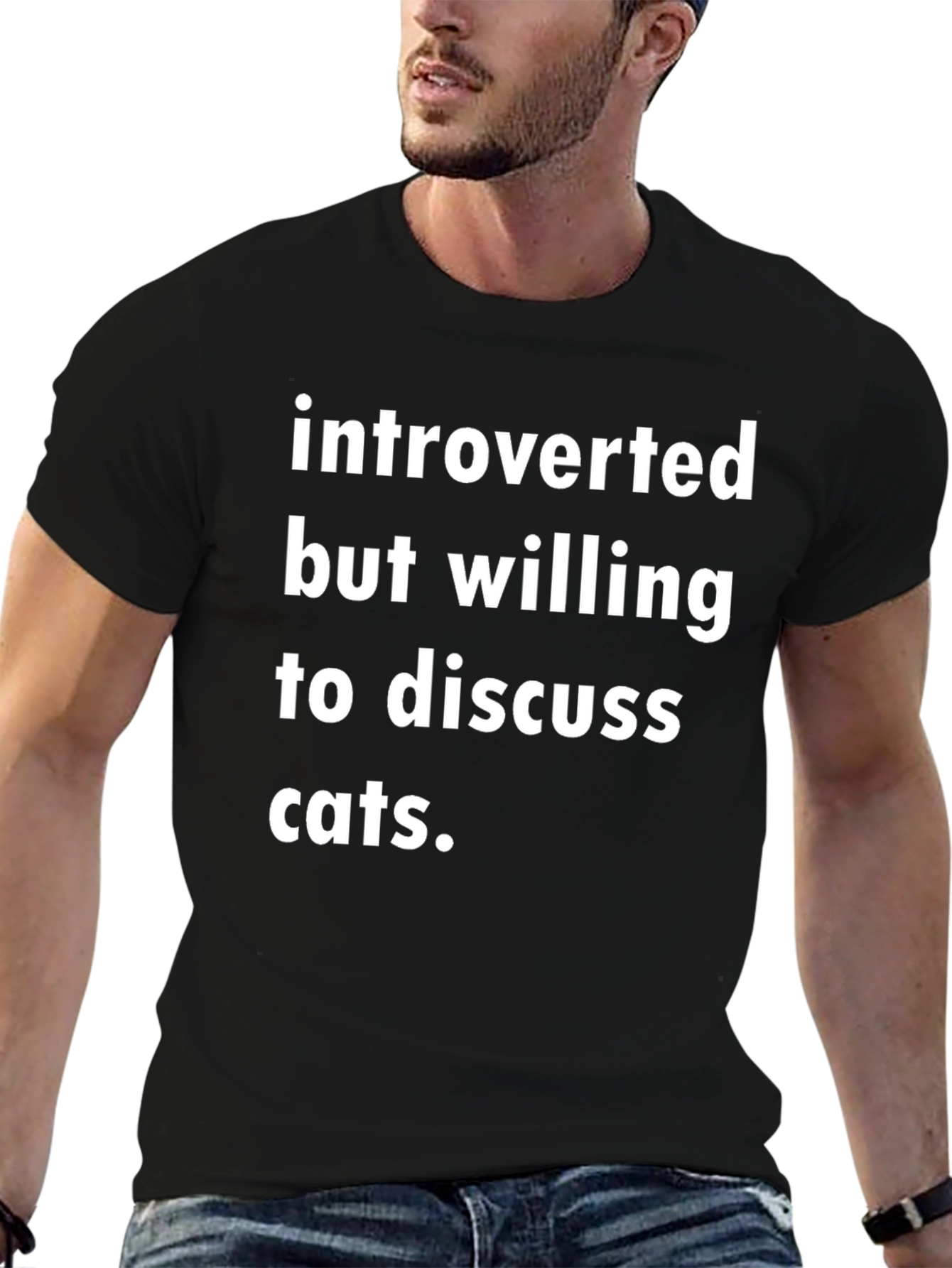 Introverted Cats Black T-Shirt