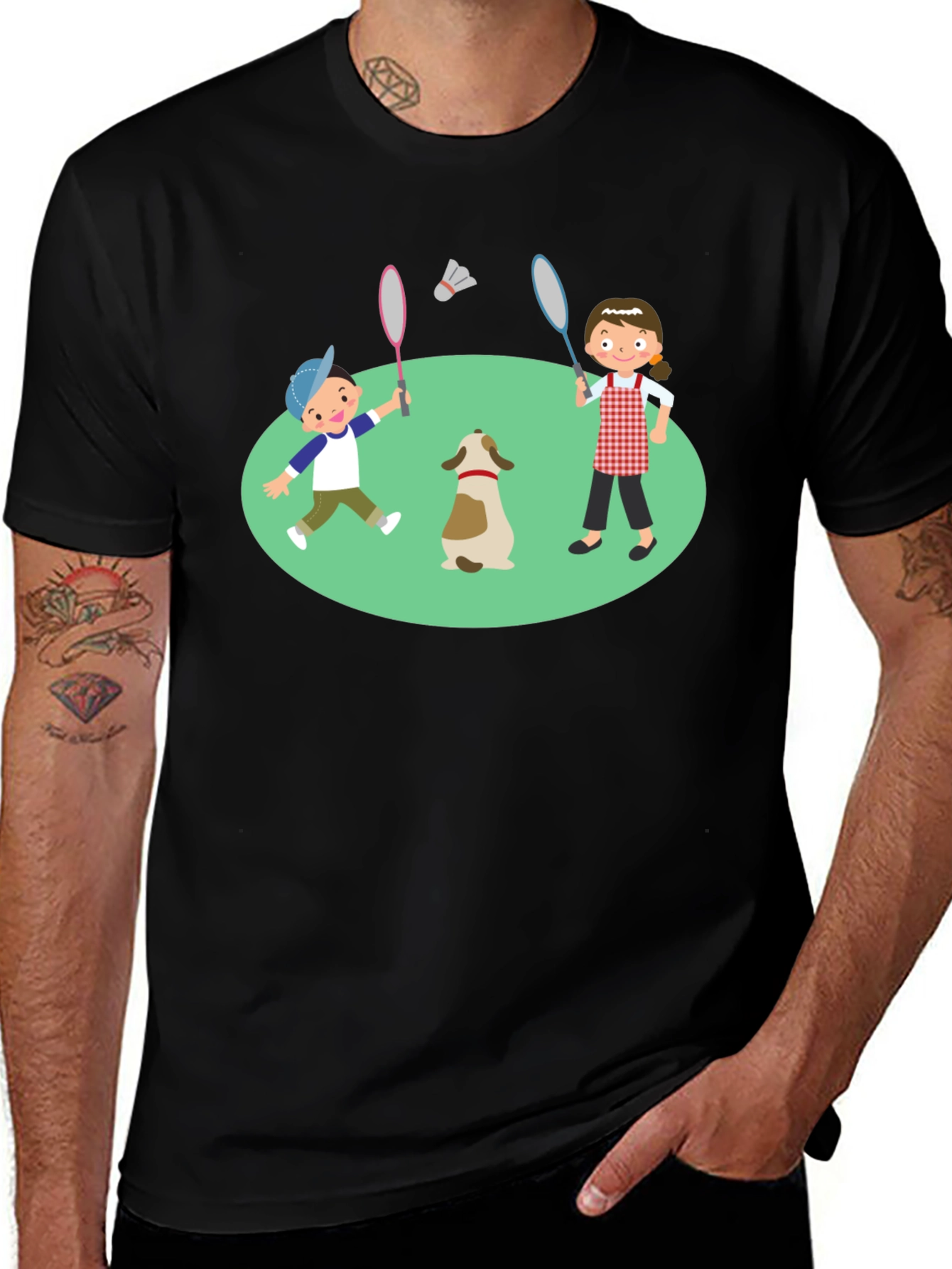 Cartoon Kids Badminton T-Shirt