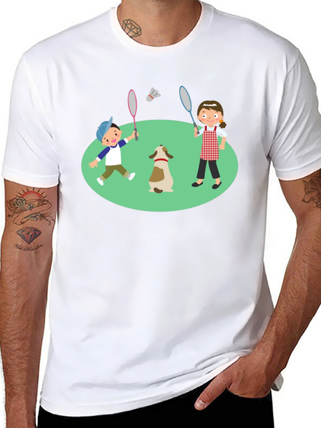 Cartoon Kids Badminton T-Shirt