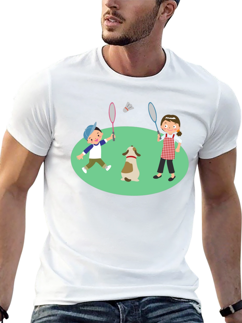 Cartoon Kids Badminton T-Shirt