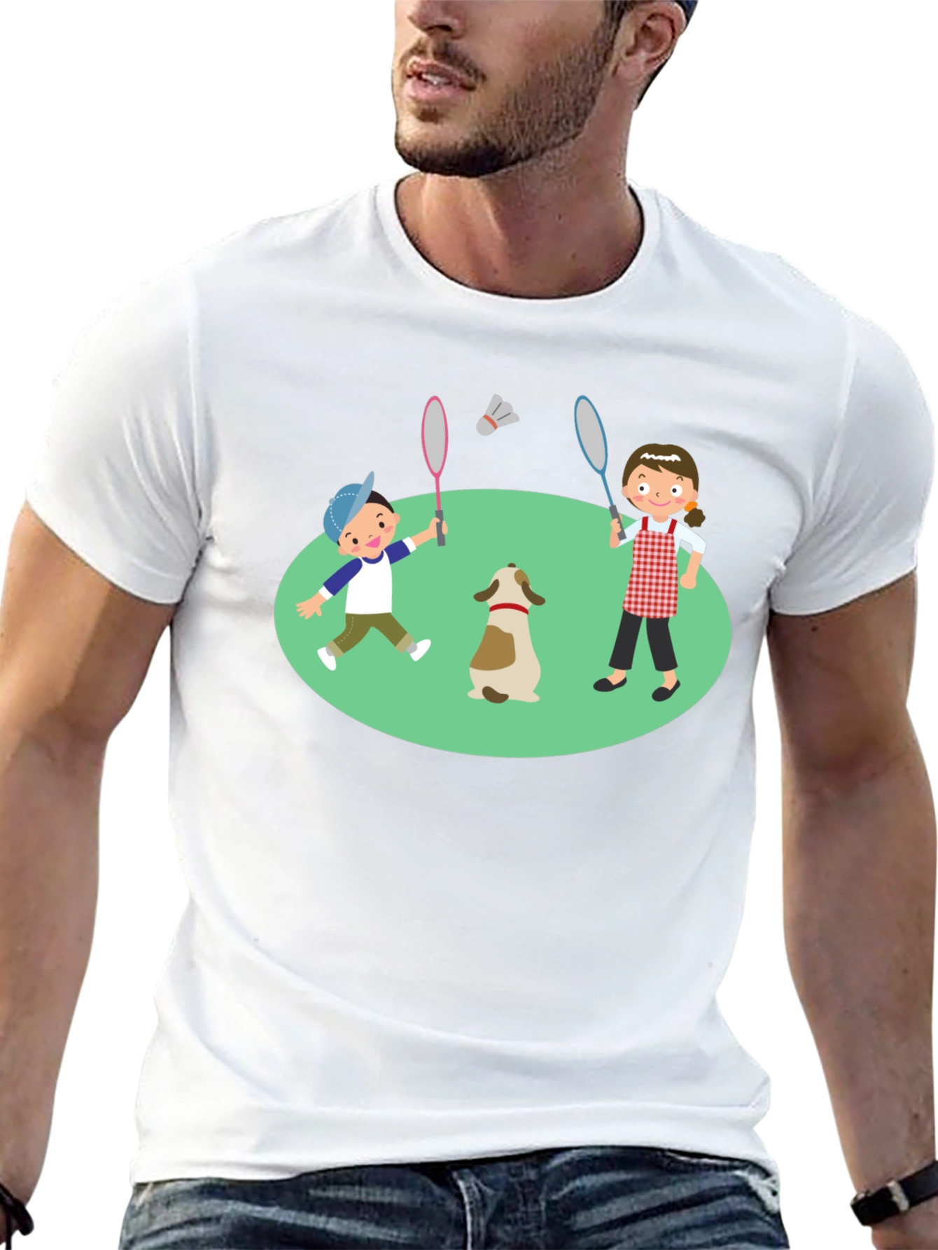 Cartoon Kids Badminton T-Shirt