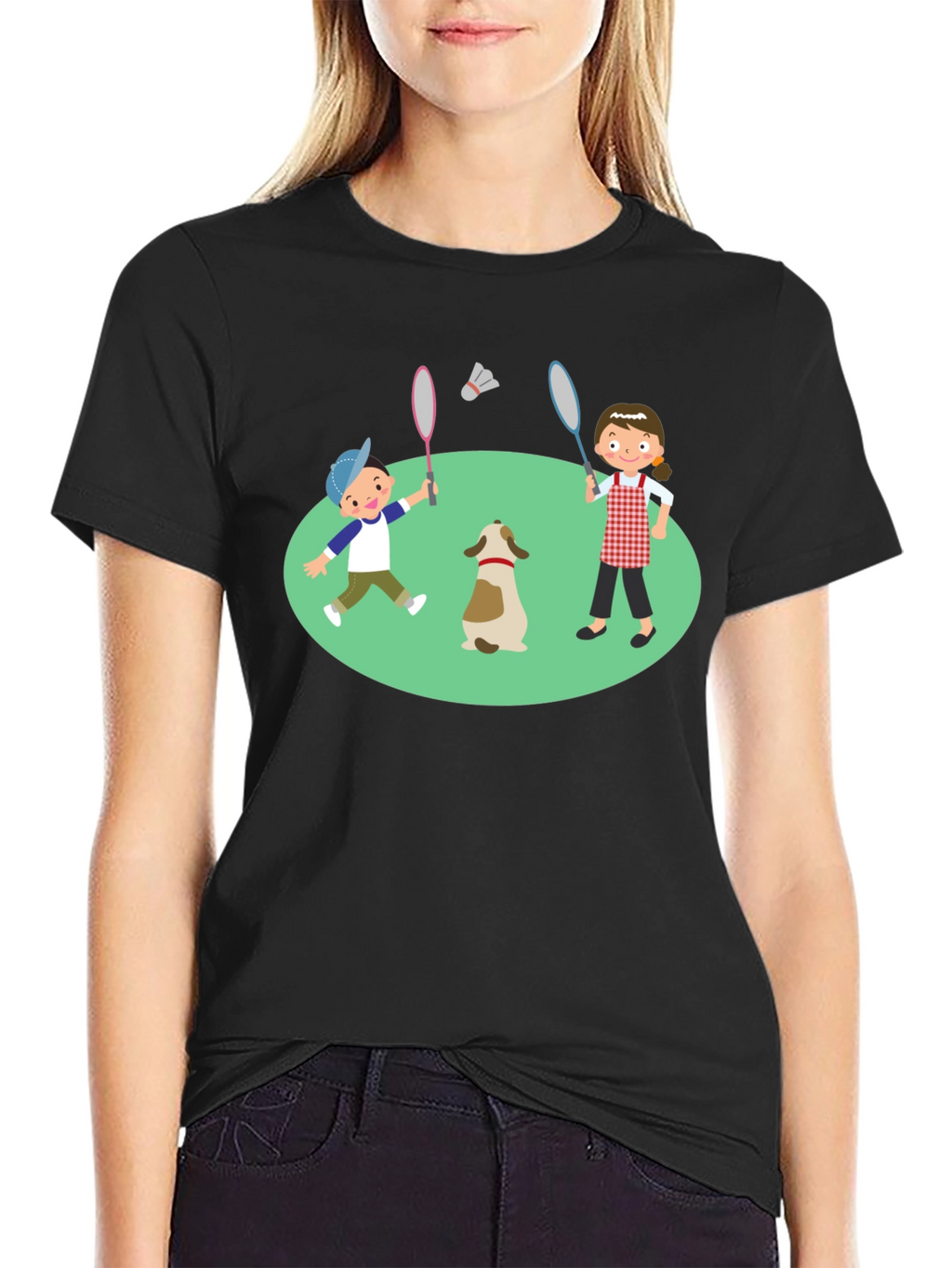 Cartoon Kids Badminton T-Shirt