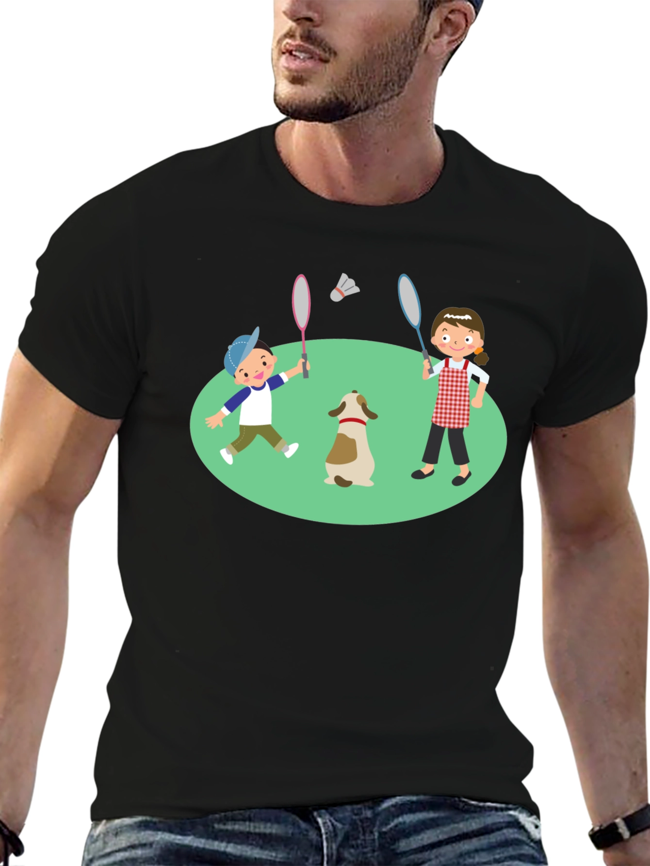 Cartoon Kids Badminton T-Shirt