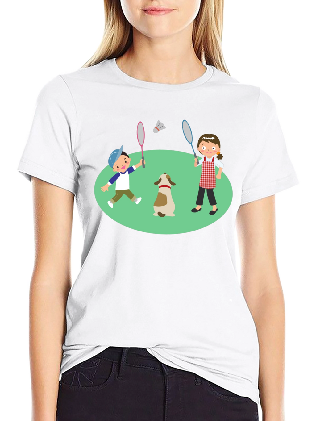 Cartoon Kids Badminton T-Shirt