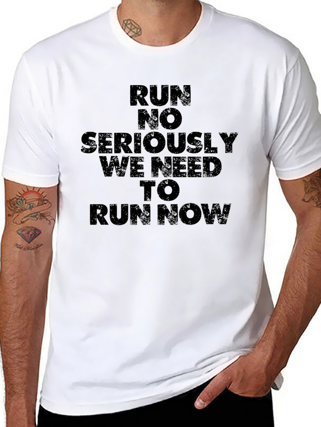 Run Now Graphic Tee - Black Cotton T-Shirt
