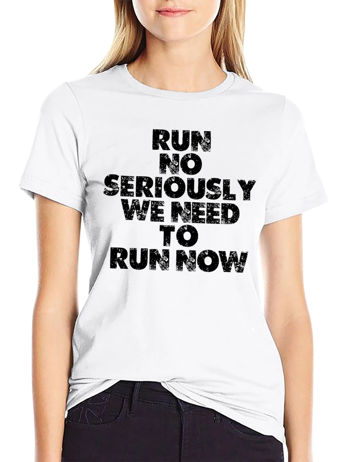 Run Now Graphic Tee - Black Cotton T-Shirt